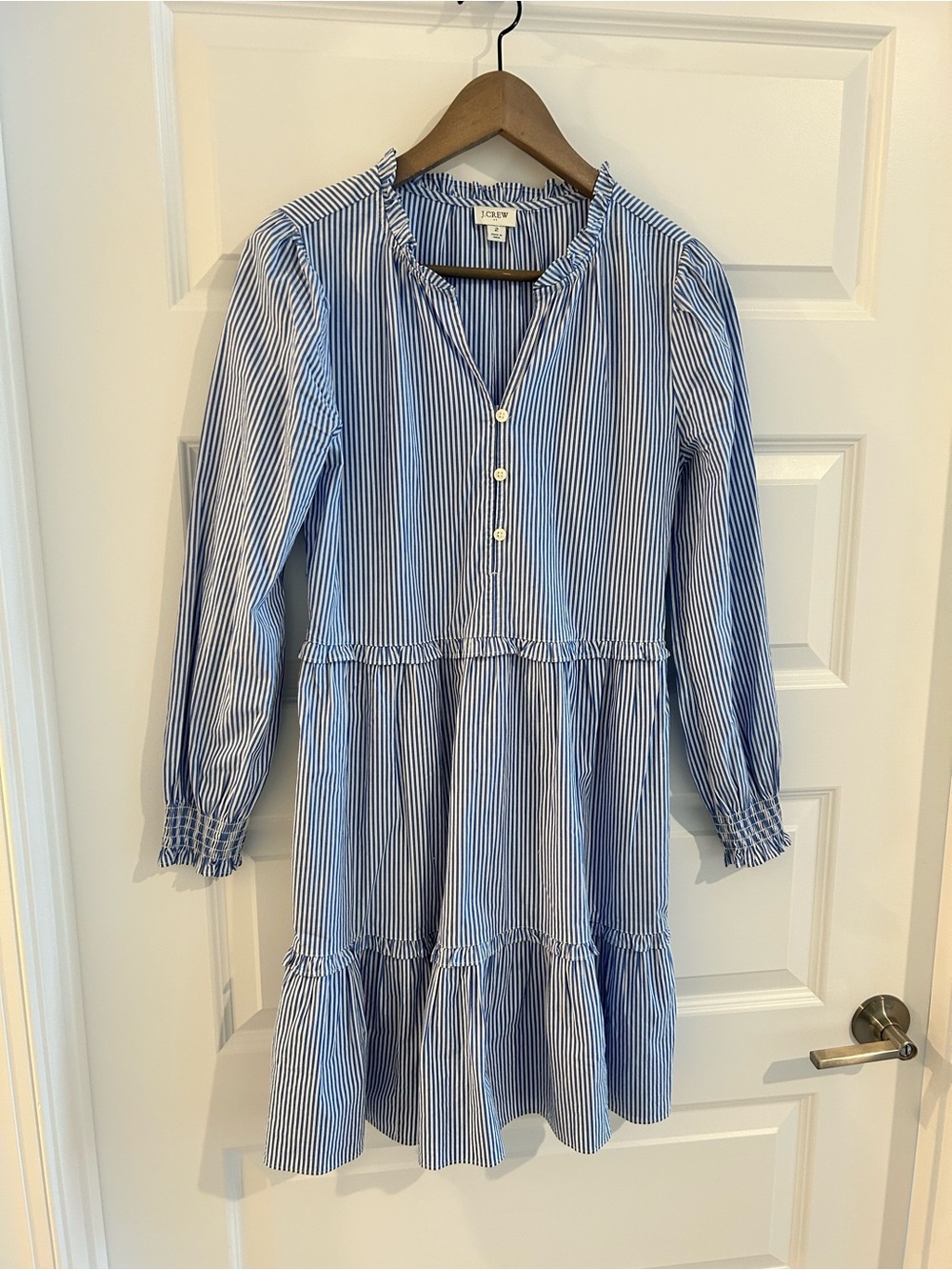 J Crew Classic Striped Summer Dress Blue White Size 2